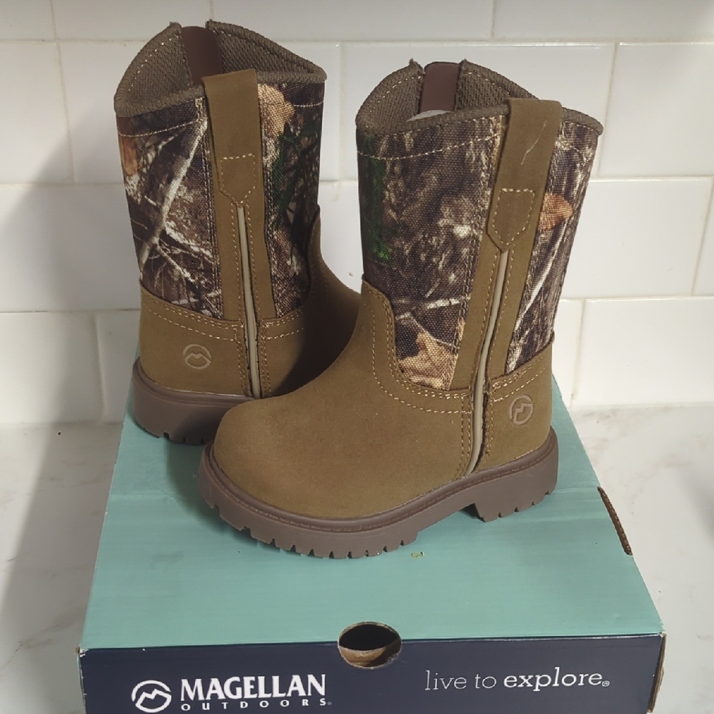 Magellan Outdoors Kids' Brown and Camo Boots